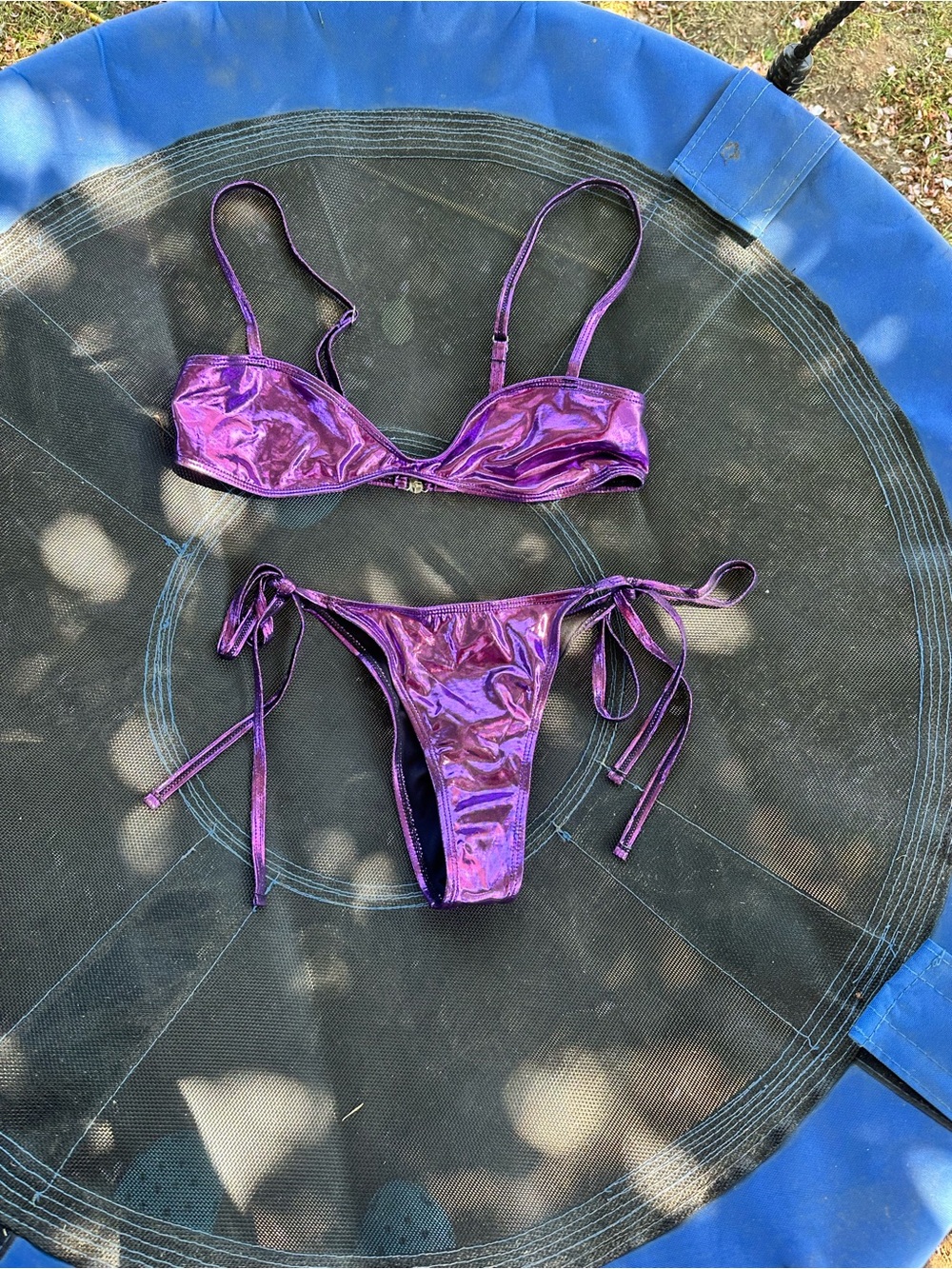 SHEIN Metallic Purple Tie-Side Bikini Set